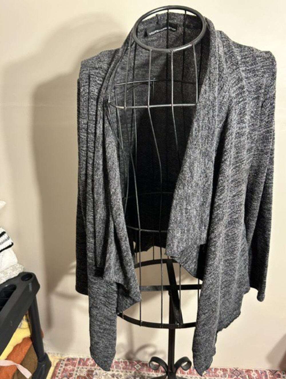 size medium open sweater womens gray coat   coverup knit